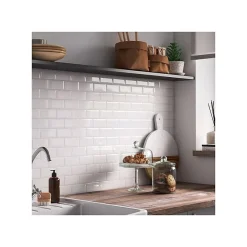 Carrelage mur relief métro parisien uni blanc brillant 7,5x15 cm METRO WHITE-Eiffel art construction New