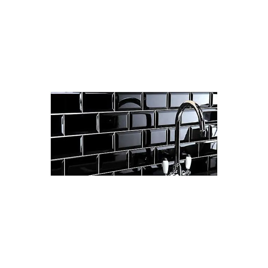 Carrelage mur relief métro parisien uni noir brillant 7,5x15 cm METRO BLACK-Eiffel art construction Clearance