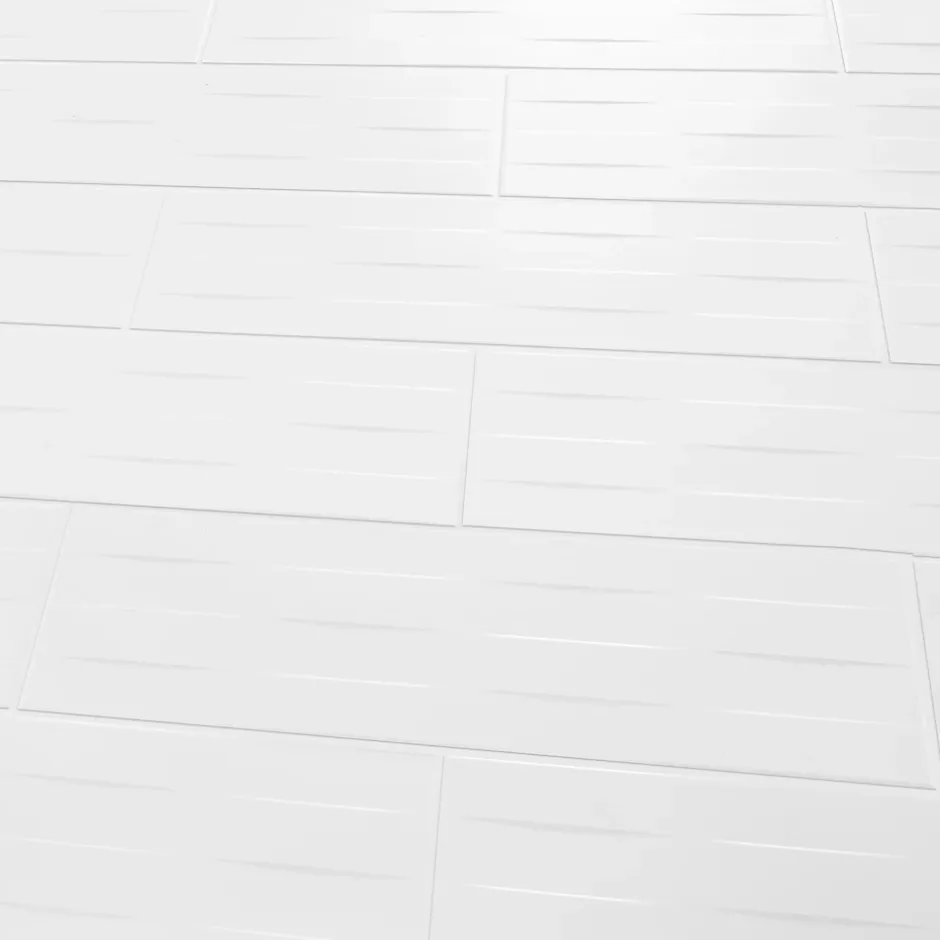 GoodHome Carrelage mural blanc mat décor 3D L.60 x l.20 cm x ép.8,3 mm, Plain