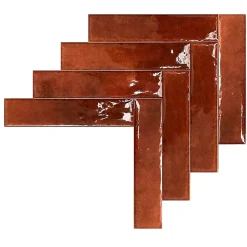 Carrelage Mural Effet Zellige Rouge 6,5x29,8 Monpelli Wine Mix --Allocarrelage