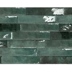 Carrelage Mural Effet Zellige Vert 6,5x29,8 Monpelli Emerald Mix --Allocarrelage Sale