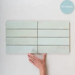 Carrelage mural Effet Zellige Vert d'eau TRIBE 6x24,6cm Mint - Les Carreaux de Jean-Gioia Materia Best