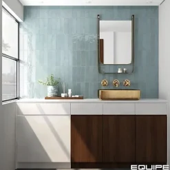 Gioia Materia Carrelage mural Effet Zellige Bleu Ciel TRIBE 6x24,6cm Watercolour - Les Carreaux de Jean