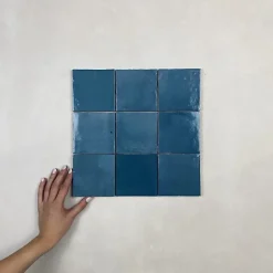 Carrelage mural Effet Zellige Bleu Canard CROGIOLO ZELLIGE 10x10 Petrolio - Les Carreaux de Jean-Les Carreaux De Jean  New