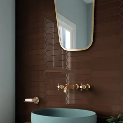 Carrelage mural faïence Arrow crayon Crayon 25x5 cm Green kelp - Brillant / Poli - boîte de 0.50 m2-Gioia Materia Discount