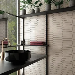 Carrelage mural faïence Arrow crayon Crayon 25x5 cm Pure white - Brillant / Poli - boîte de 0.50 m2-Gioia Materia Online