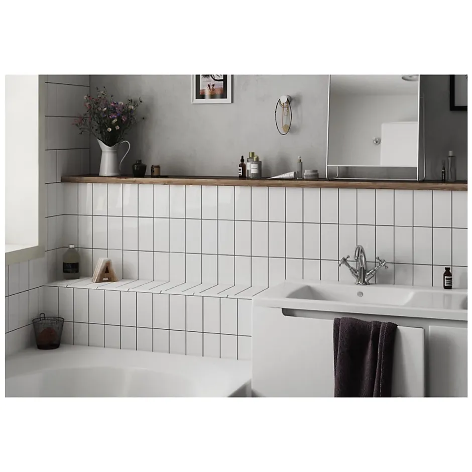 Carrelage mural faïence effet uni EVOLUTION 15x15 cm Greige - Brillant - - boîte de 0.50 m2-Gioia Materia Outlet