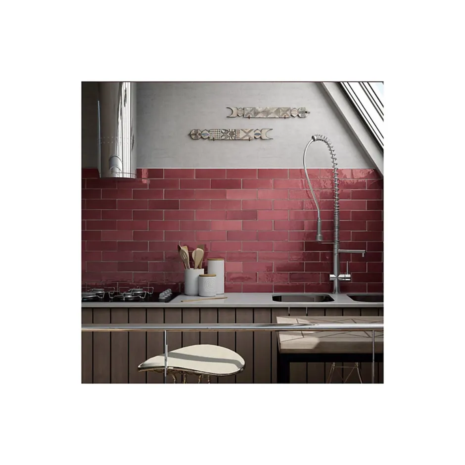 Gioia Materia Carrelage mural faïence effet zellige ARTISAN 13,2x13,2cm et 20x6,5cm 13.2x13.2 cm Gold - Brillant / Poli - boîte de 1 m2