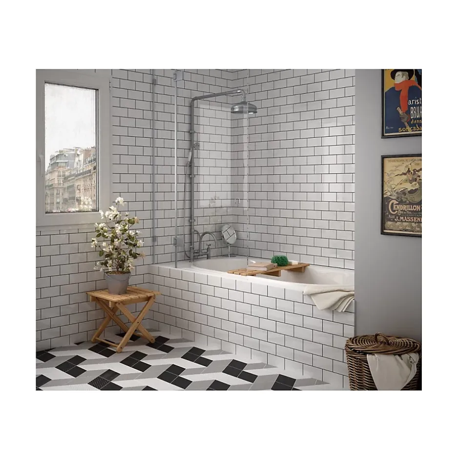 Gioia Materia Carrelage mural faïence effet uni EVOLUTION Pencil 15x5 cm Crème - Brillant - - boîte de 0.20 m2