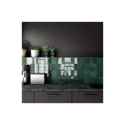 Gioia Materia Carrelage mural faïence effet zellige ARTISAN 13,2x13,2cm et 20x6,5cm 13.2x13.2 cm Graphite - Brillant / Poli - boîte de 1 m2