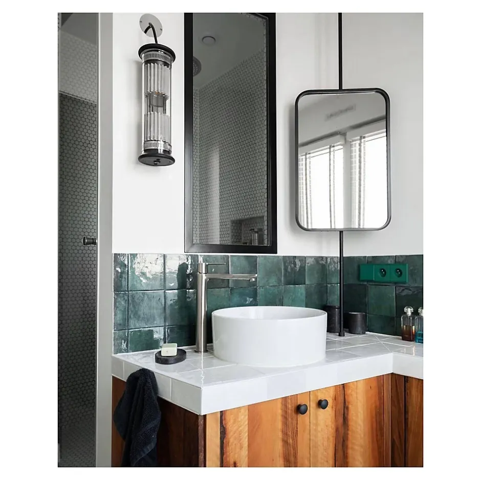 Gioia Materia Carrelage mural faïence effet zellige ARTISAN 13,2x13,2cm et 20x6,5cm 13.2x13.2 cm Graphite - Brillant / Poli - boîte de 1 m2