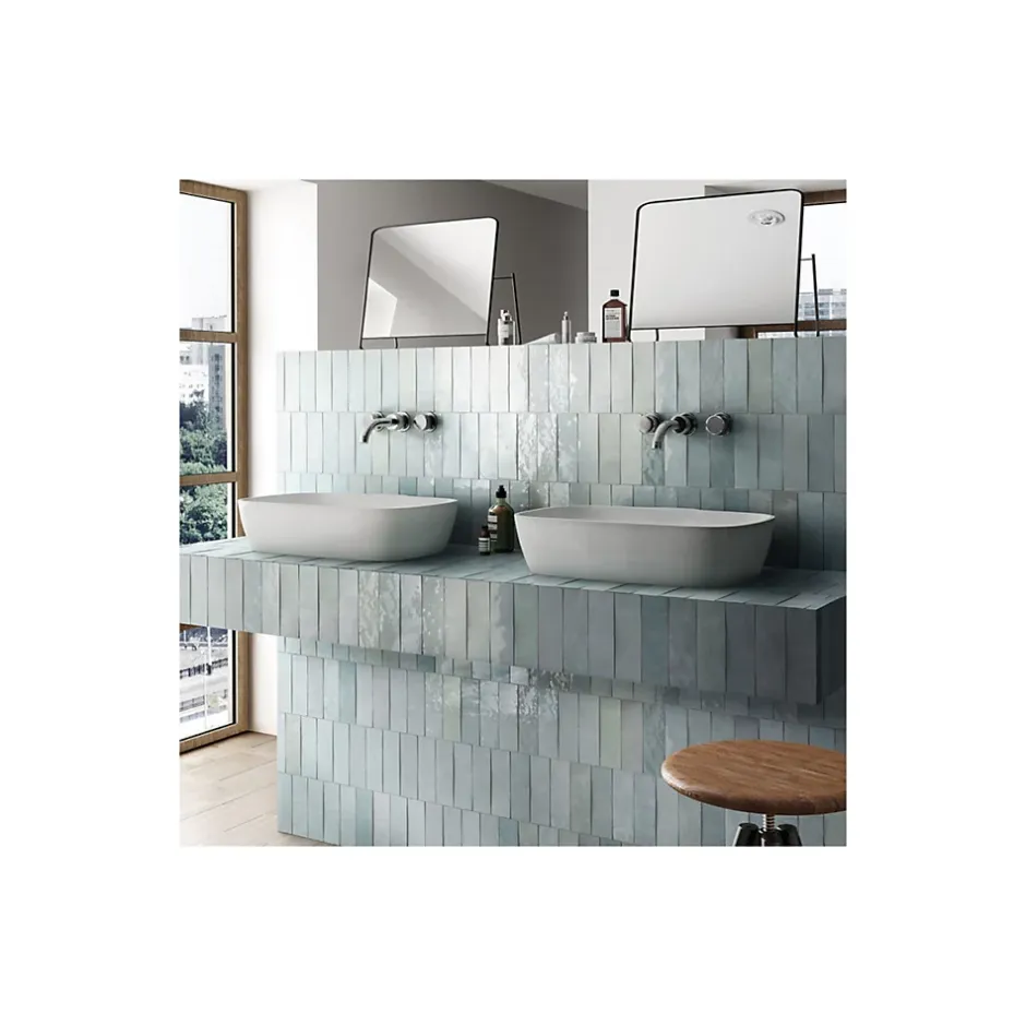 Gioia Materia Carrelage mural faïence effet zellige ARTISAN 13,2x13,2cm et 20x6,5cm 13.2x13.2 cm Graphite - Brillant / Poli - boîte de 1 m2