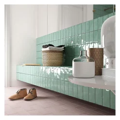 Carrelage mural faïence effet artisanal MASIA 30x7.5 cm Gris oscuro - brillant - - boîte de 1 m2-Gioia Materia Best