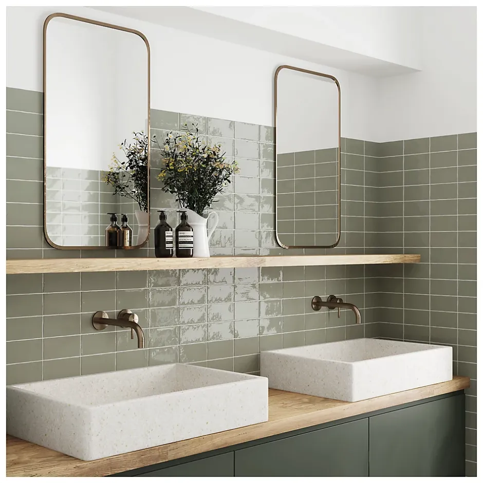 Carrelage mural faïence effet artisanal MASIA 30x7.5 cm Gris oscuro - brillant - - boîte de 1 m2-Gioia Materia Best