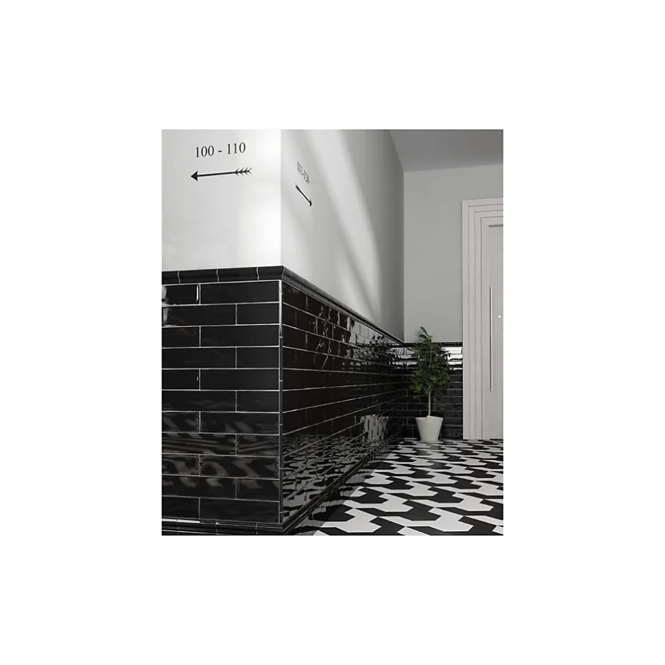 Carrelage mural faïence effet artisanal MASIA 30x7.5 cm Gris oscuro - brillant - - boîte de 1 m2-Gioia Materia Best