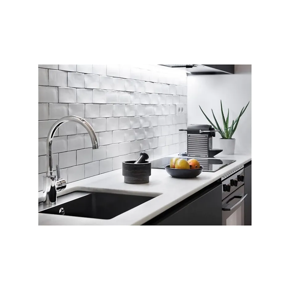 Carrelage mural faïence effet artisanal MASIA 30x7.5 cm Blanco - mat - - boîte de 1 m2-Gioia Materia Hot