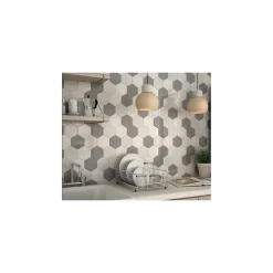 Carrelage mural faïence Scale Hexagon (10 couleurs), hexagone 12,4x10,7cm Hexagone 12.4x10.7 cm Blanc - Brillant / Poli - boîte d-Gioia Materia Outlet