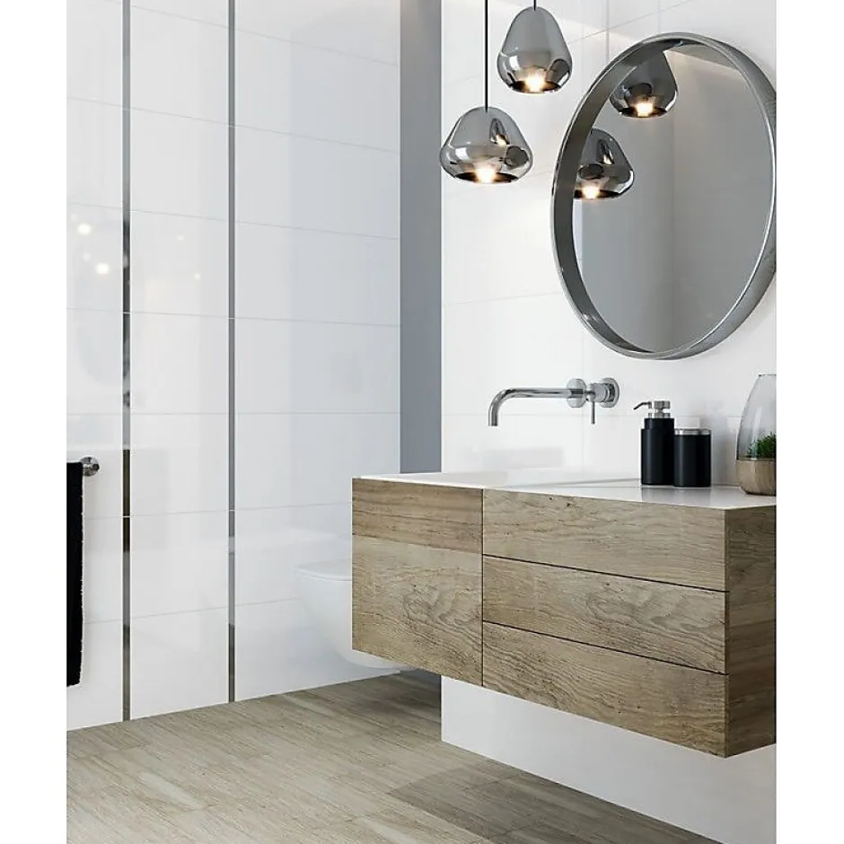 Allocarrelage Carrelage Mural Faïence30x60 Super Blanc Brillant Rectifié -