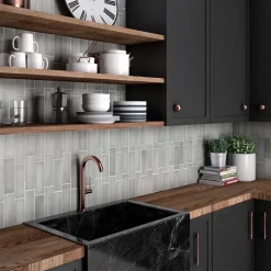 Carrelage mural faience effet zellige MAGMA 20x6.5 cm Grey stone - - boîte de 0.5 m2-Gioia Materia