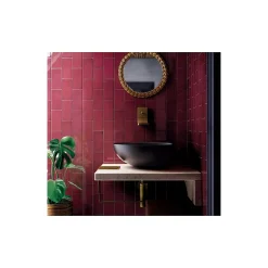 Gioia Materia Carrelage mural faience effet zellige VILLAGE 13.2x6.5 cm Aubergine - Brillant / Poli - boîte de 0.50 m2