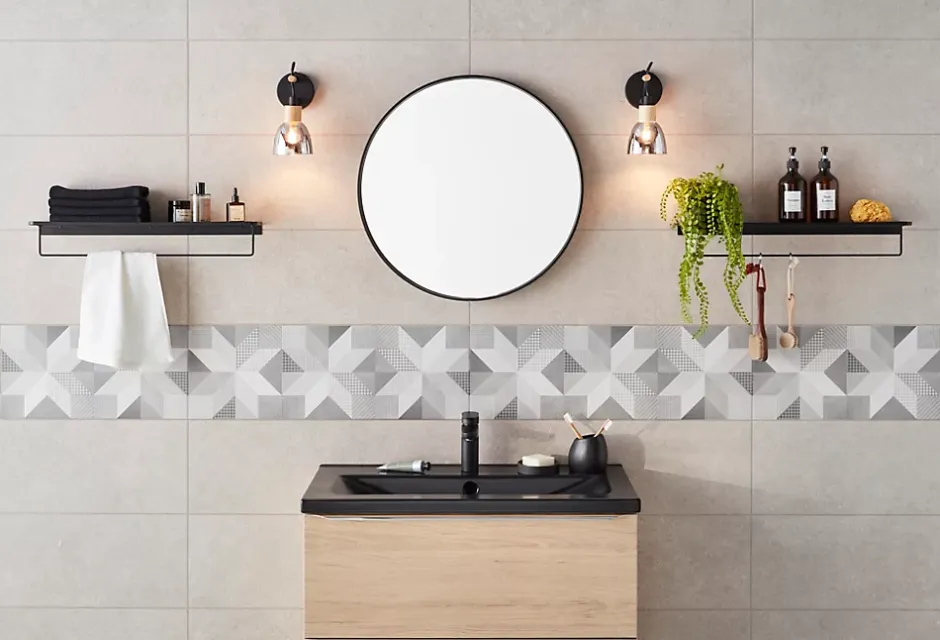 Carrelage mural gris Lille 25 x 75 cm-