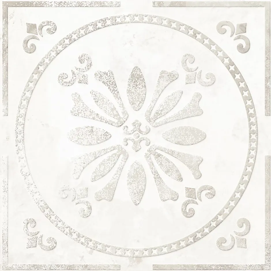 Carrelage mural interieur effet carreau de ciment blanc et béton L.20 x l.20 cm x ép.8,2 mm, Koney-GoodHome Hot