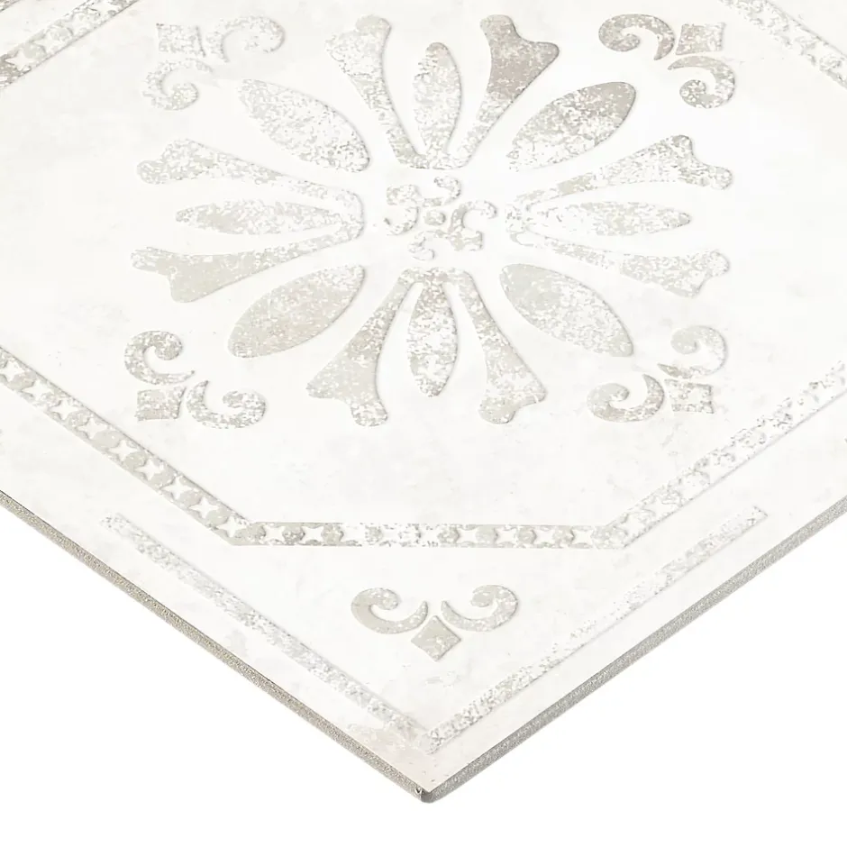 Carrelage mural interieur effet carreau de ciment blanc et béton L.20 x l.20 cm x ép.8,2 mm, Koney-GoodHome Hot