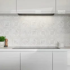 Carrelage mural interieur effet carreau de ciment blanc et béton L.20 x l.20 cm x ép.8,2 mm, Koney-GoodHome Hot