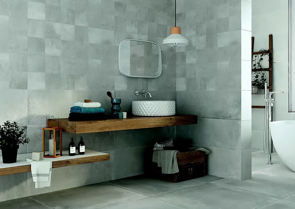 Carrelage mural intérieur effet béton gris L.90 x l.30 cm x ép.8 mm, Pavlos- Outlet