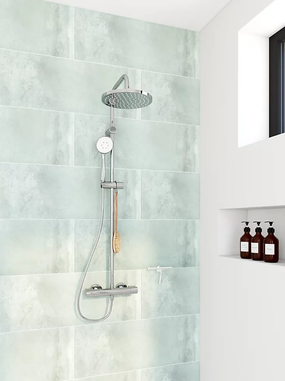 Carrelage mural intérieur effet béton gris L.90 x l.30 cm x ép.8 mm, Pavlos- Outlet