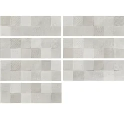 Carrelage mural intérieur effet béton blanc décor carrés texturés L.90 x l.30 cm x ép.8 mm, Pavlos