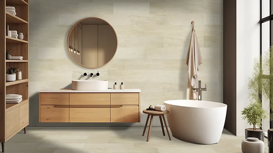 Carrelage mural intérieur travertin veiné L.60 x l.20 cm x ép.12 mm, Travertino- Outlet