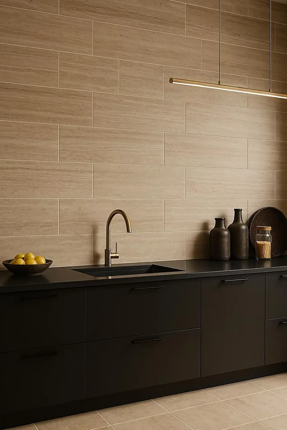 Carrelage mural intérieur travertin veiné L.60 x l.20 cm x ép.12 mm, Travertino- Outlet