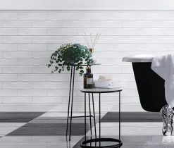 Carrelage mural intérieur blanc brillant effet carreaux anciens L.30,1 x l.7,5 cm x ép.8,5 mm, Vernisse-GoodHome Hot