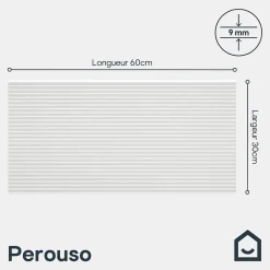 Carrelage mural intérieur blanc mat à cannelures fines L.60 x l.30 cm x ép.9 mm, Perouso-GoodHome Best