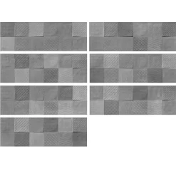 Carrelage mural intérieur effet béton anthracite décor carrés texturés L.90 x l.30 cm x ép.8 mm, Pavlos