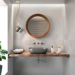 Carrelage mural intérieur effet béton blanc L.90 x l.30 cm x ép.8 mm, Pavlos- Outlet