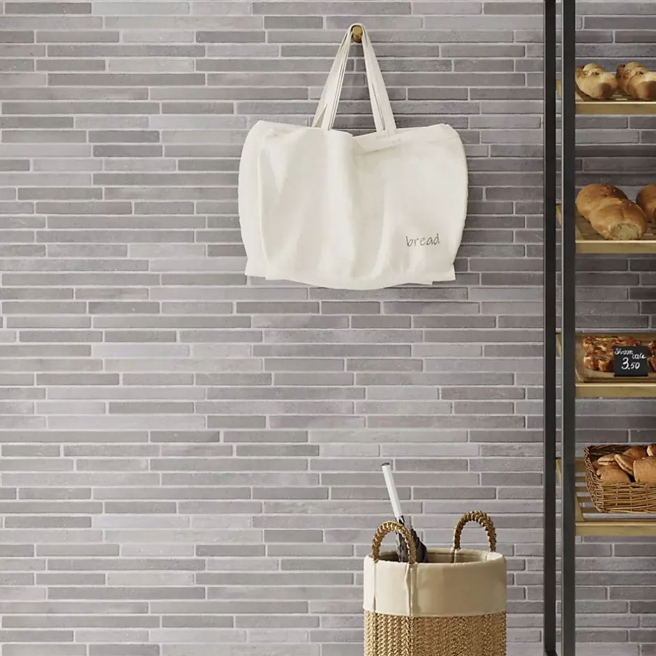 Carrelage Mural Intérieur/Extérieur Grès cérame Premium 15x45 cm Amsterdam Grey Rectangulaire Effet Brique-Lux Mosaic Hot