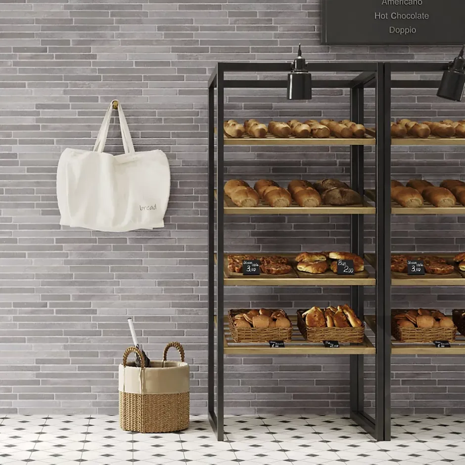 Carrelage Mural Intérieur/Extérieur Grès cérame Premium 15x45 cm Amsterdam Grey Rectangulaire Effet Brique-Lux Mosaic Hot