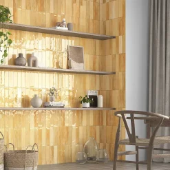 Carrelage mural intérieur/exterieur. Grès cérame Zellige Ochre 7x28cm-Lux Mosaic Clearance