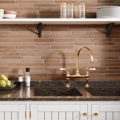 Lux Mosaic Carrelage Mural Intérieur/Extérieur Grès cérame Premium 15x45 cm Amsterdam Cotto Rectangulaire Effet Brique