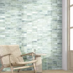 Lux Mosaic Carrelage Mural Mini Metro 5x15cm Premium. Beret Tea Brillant