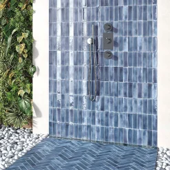 Carrelage Mural Mini Metro 5x15cm Premium. Beret Night Blue Brillant-Lux Mosaic