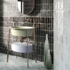 Carrelage Mural Mini Metro 5x15cm Premium. Beret Coal Brillant-Lux Mosaic Outlet