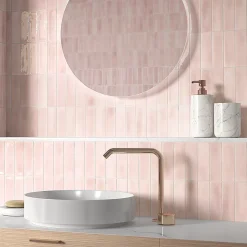 Carrelage Mural Mini Metro 5x15cm Premium. Beret Rose Brillant-Lux Mosaic Discount