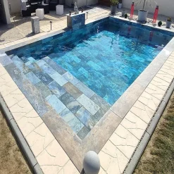 Concept Mosaïque Carrelage Piscine BALI BLUE 30x60 cm EFFET PIERRE DE BALI