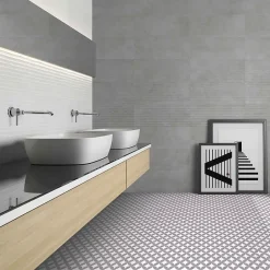 Lux Mosaic Carrelage premium effect ciment mat District Circles Grise 20x20 cm