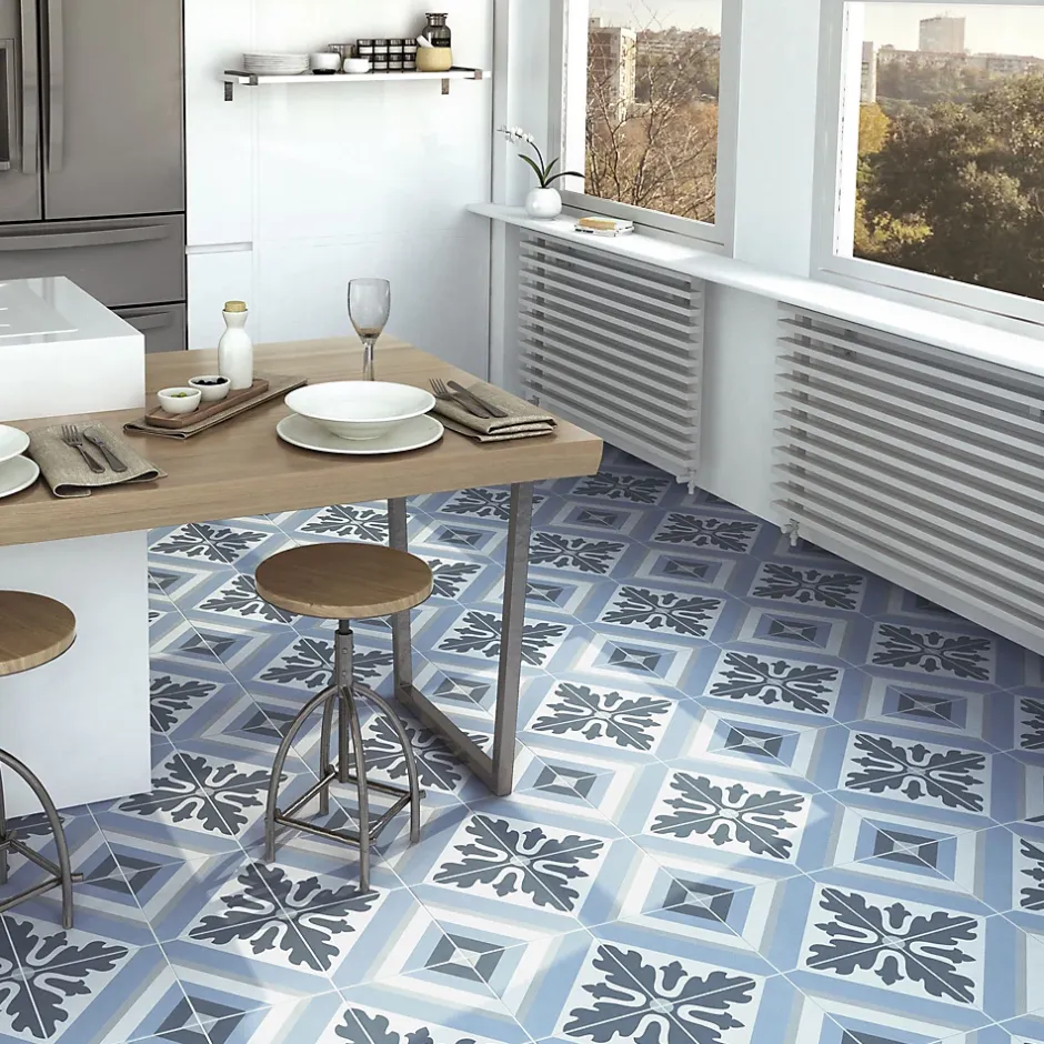 Carrelage premium effect ciment mat Max Blue 20x20cm-Lux Mosaic Clearance