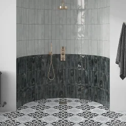 Carrelage Premium Nissel Black 7,5x30 cm Brillant Design Rustique-Industrie pour Murs Intérieurs-Lux Mosaic Sale