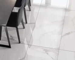 Carrelage rectifié pour sol ou mur intérieur ou extérieur 60 cm x 120 cm - Swiss White Grey-Ilcom Discount